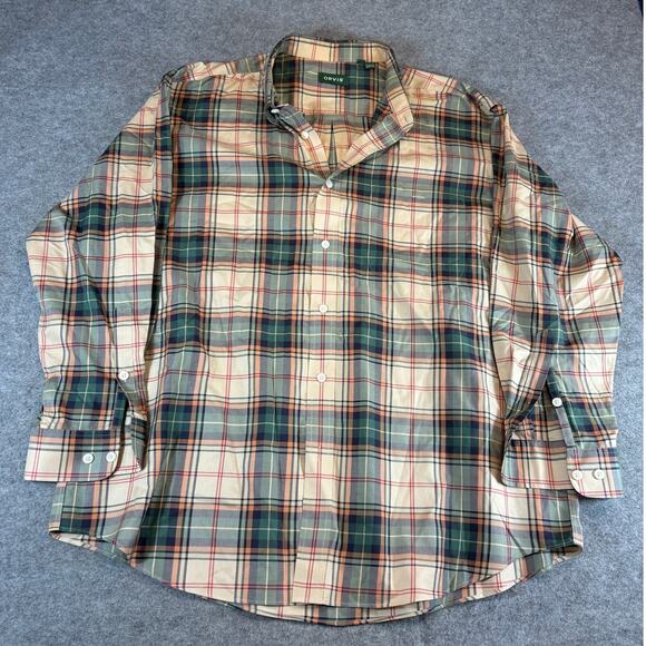 Orvis Shirt Mens 2XL Beige Green Plaid Flannel Button Up Long Sleeve Workwear - Picture 4 of 7